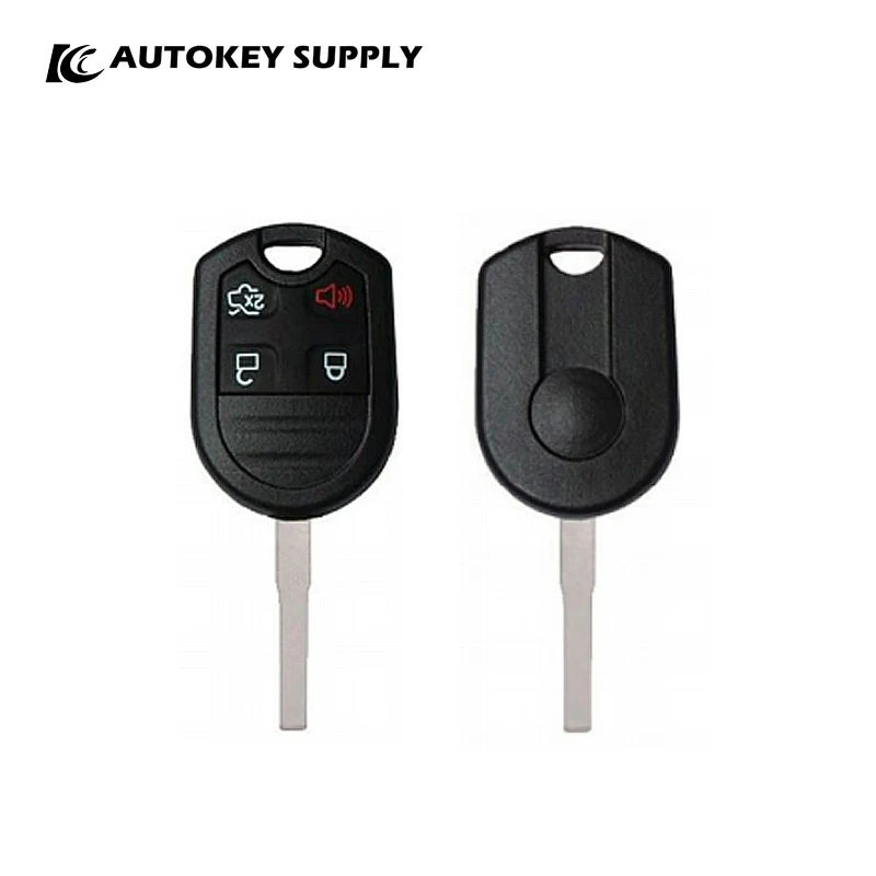 For Ford Remote Key Shell 4B (Lock,Unlock,Trunk,Panic ) No Logo Hu101 Brass Blade Battery Connector  Autokeysupply AKFDS261