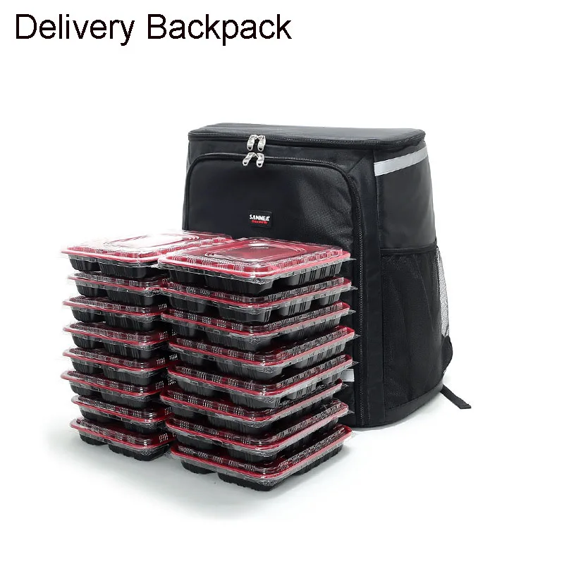 Large Doubledeck Insulated Pizza Delivery Bag Food Delivery Backpack Leak-Proof Thermal Backpack Grocery Backpack for Restaurant