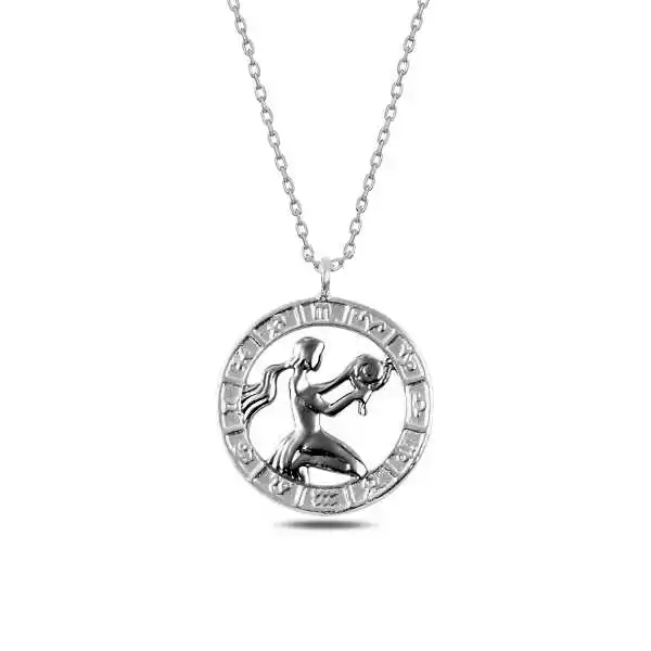 Sterling silver Virgo Zodiac Pendant 925 Sterling Women Fine Jewelry Wedding Party Birthday Gift - Box - Pendant - Chain Choker - Female - Ladies - Fashion