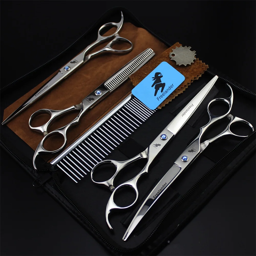 

Professional 7 Inch Pet Dog Grooming Scissors Pet Clipper for Animals Hair Cutting Straight Thinning Shears Set