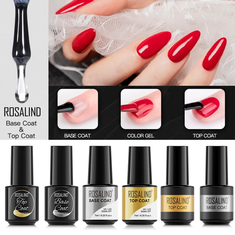 

ROSALIND 7ml Base Top Coat Gel Nail Polish All For Manicure Hybrid Varnishes Soak Off Gel Lacquer Semi Permanent Nail Art Design