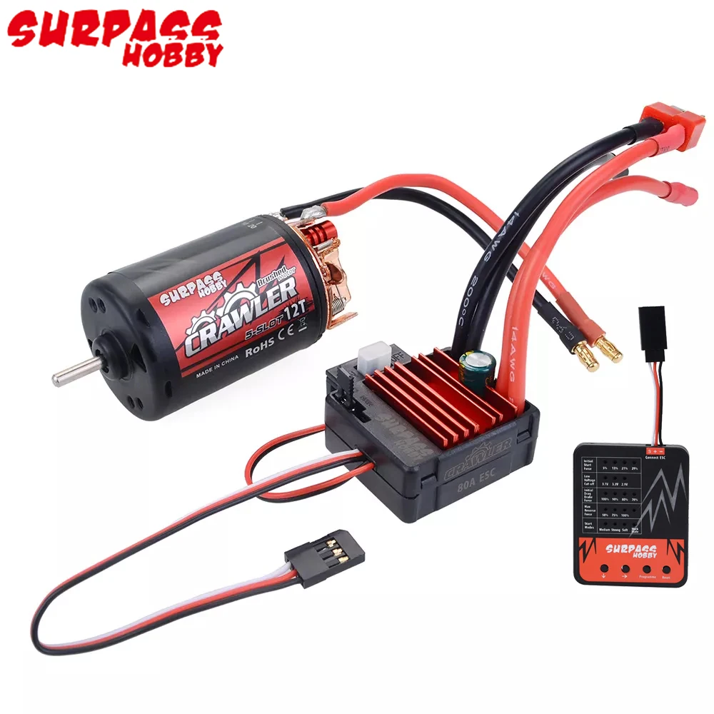 Surpass Hobby 540 550 10T 11T 12T 13T 16T 20T 5-Slot Brushed Motor Waterpoof 60A/80A ESC For RC HSP HPI Tamiya Kyosho WLtoys Toy