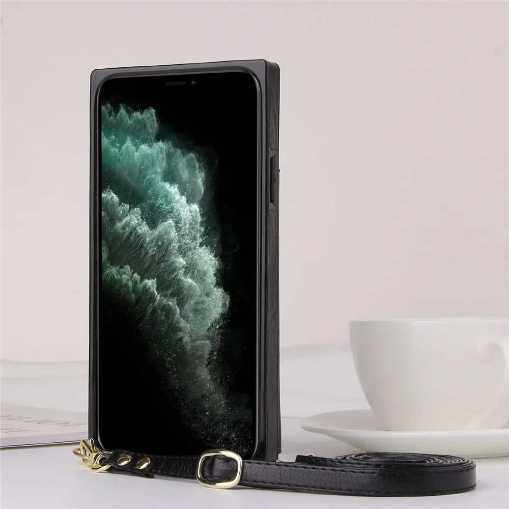 Zipper Leather Crossbody Case For iPhone 17 16 15 14 13 11 Pro MAX XS XR X 7 Plus 12 Cover With Long Strap Card Holders Wallet