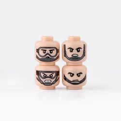 4PCS/sets Face WW2 Heads Helmet Soldier Accessories MOC Building Blocks Bricks Creative Figures Parts Mini Toys