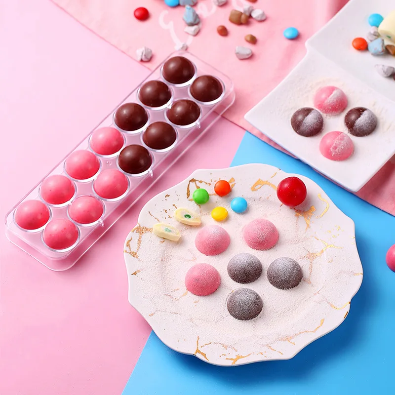 14 holes Half Ball 3D Polycarbonate Chocolate Moulds Chocolate Candy Bars Molds 1pcs Chocolate Moulds