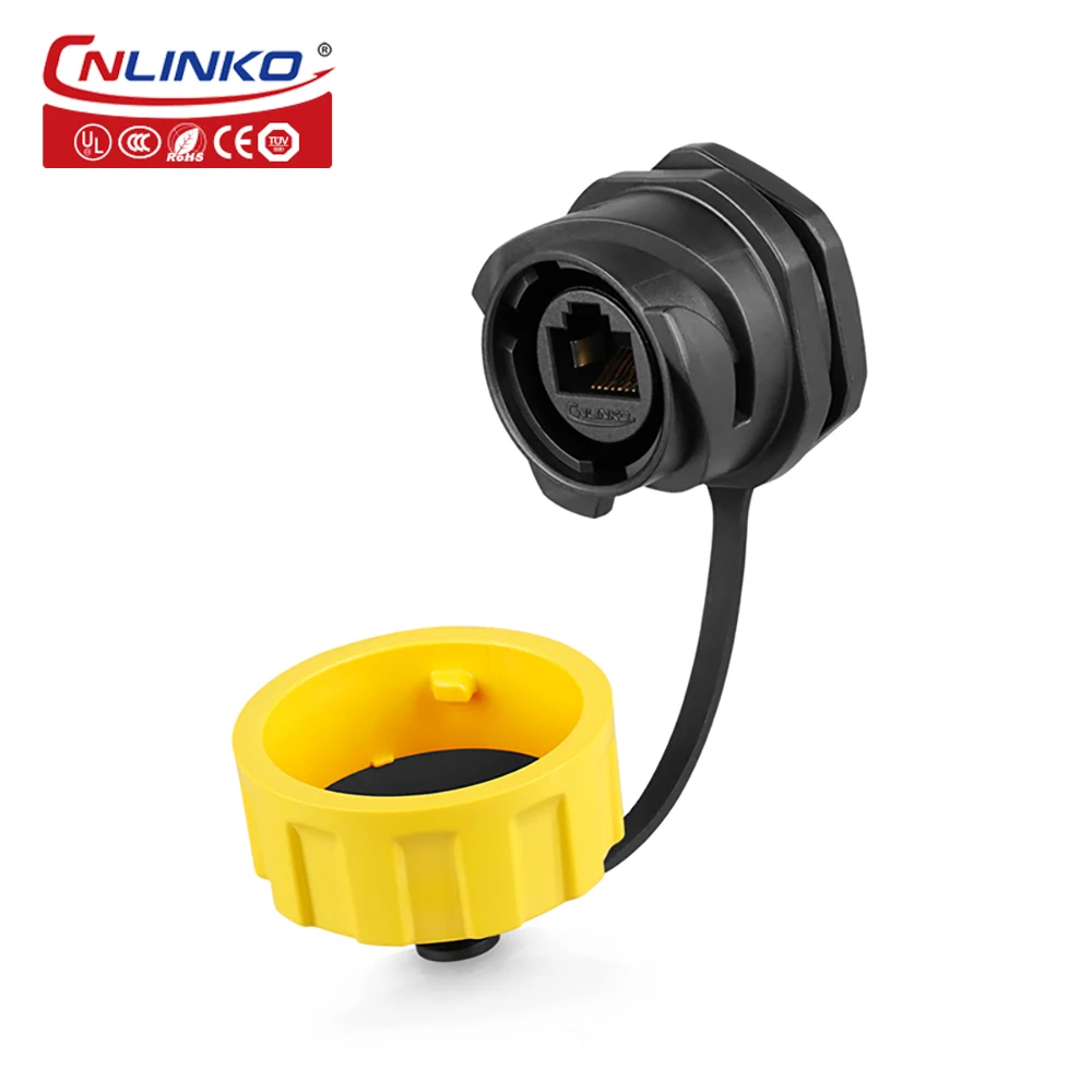 CNLINKO M24 RJ45 Cat5e CAT6 Waterproof Ethernet Aviation Connector 8 Pin Industrial Network Female Socket 8P8C Signal Adapter