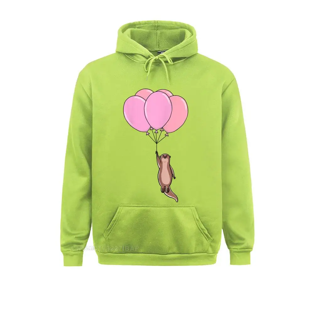 Zee Otter Vliegende Roze Ballonnen Leuke Dier Gift Manga Herfst Mens Hoodies Japan Stijl Kleding Nieuwe Lange Mouw Sweatshirts