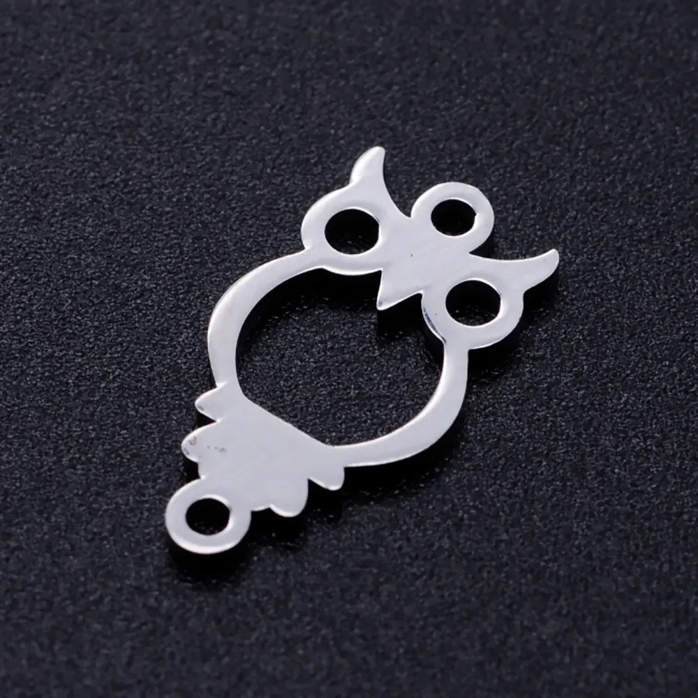 5pcs/lot Night Owl On Moon DIY Charms Wholesale 316 Stainless Steel Cat Kitty Pendant Dragonfly Bird Elephant Connectors Charm