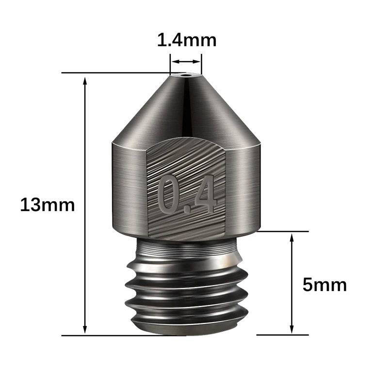 Boquilla de acero endurecido de alta calidad, extrusora MK8 de alta temperatura de 1,75mm, Cabeza J, piezas de extremo caliente para Ender3, 5 piezas