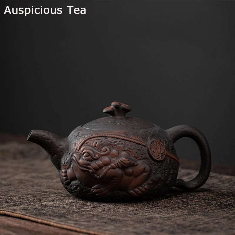 

280ml Authentic Qingxi Purple Pottery Teapot Golden Toad Pot Japanese Style Retro Pu'er Tea Maker kungfu Tea Set Tea Ceremony