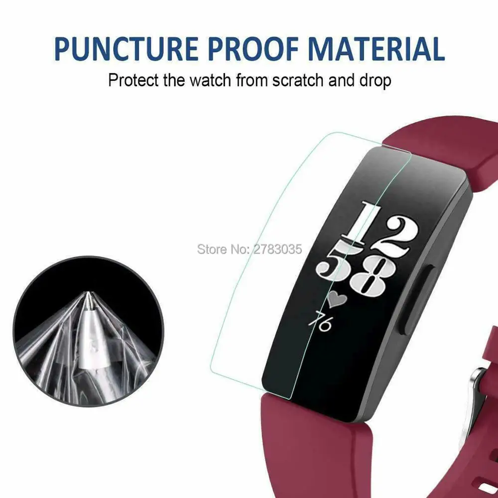 For Fitbit Inspire / HR / 2 Band Clear Anti-Scratch Soft TPU Hydrogel Screen Protector Protective Film Guard -Not Tempered Glass