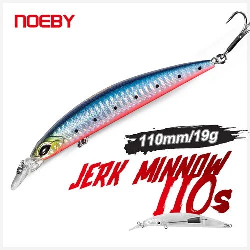Señuelo de pesca Noeby Minnow, 110mm, 19g, Wobblers de fundición larga que se hunden, cebo duro Artificial para aparejos de pesca de agua salada en la costa