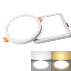 AC 85-265V Ultra Thin Round/Square LED Panel Light 6W 8W 15W 20W Aluminum Ceiling Recessed Downlight open hole adjustable White