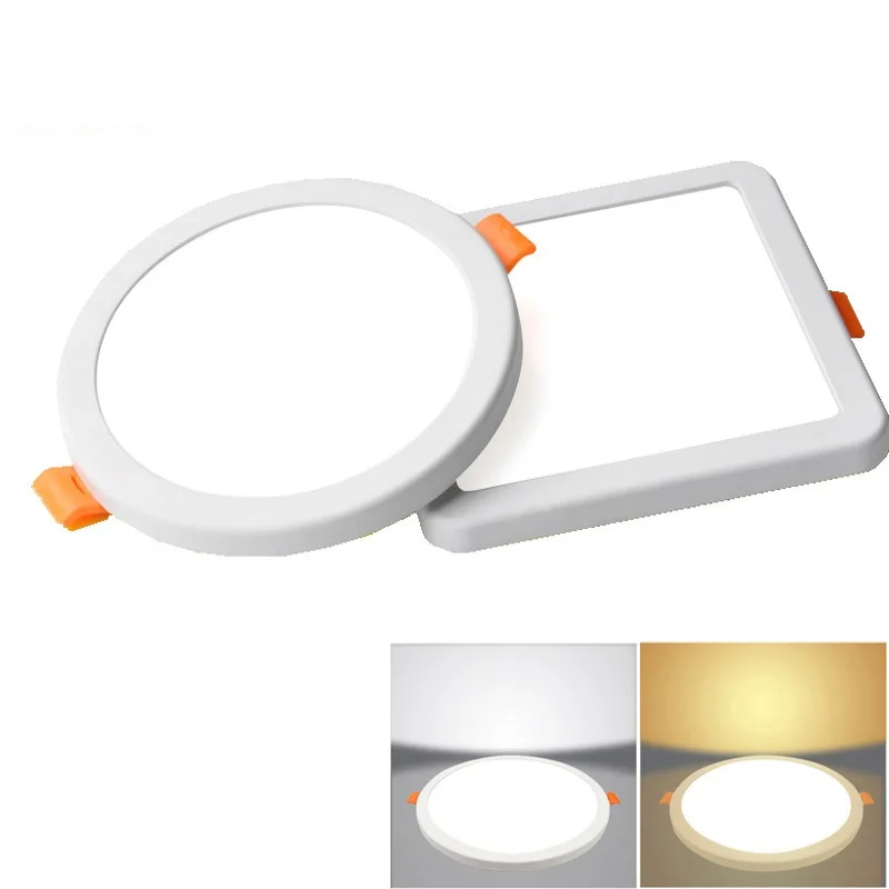 AC 85-265V Ultra Thin Round/Square LED Panel Light 6W 8W 15W 20W Aluminum Ceiling Recessed Downlight open hole adjustable White