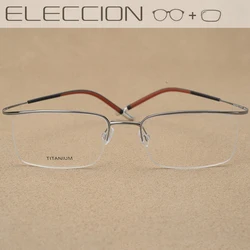 Pure Titanium Eyewear Men Glasses Frame with Prescription Optical Rimless Hyperopia Myopia Eyeglasses for Sight Progressive