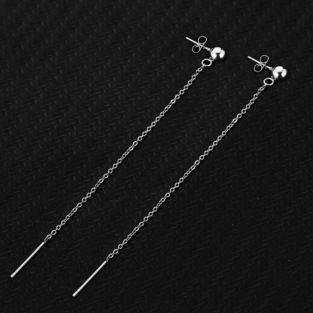 MinaMaMa Stainless Steel Thin Chain Earring For Women Girls Thread Earrings Hip Hop Jewelry Gifts image 4