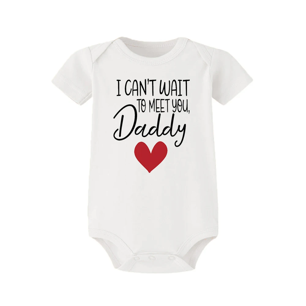 I Can\'t Wait To Meet You Daddy/mommy Newborn Baby Rompers Infant Body Jumpsuit Pregnancy Announcement Bodysuits Boy Girl Clothes