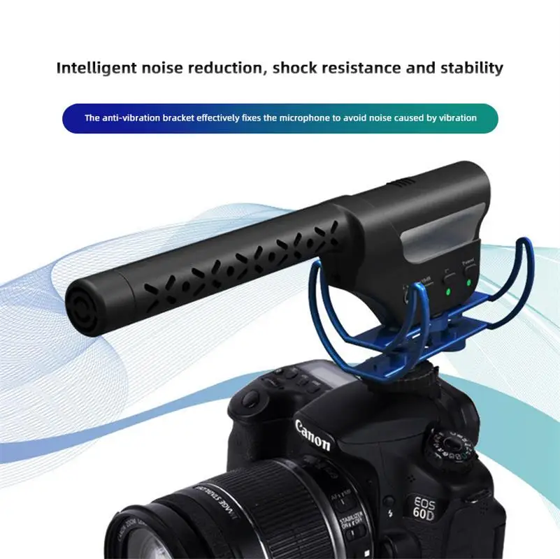 CELLA CITY – Microphone professionnel à condensateur, caméra SLR avec moniteur, prise d'enregistrement, filaire