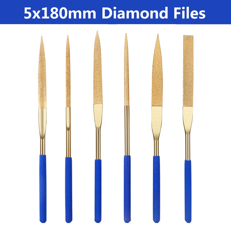 

5x180mm Titanium-plated diamond files Emery plastic alloy semicircular flat triangle assorted files set Hard alloy file set