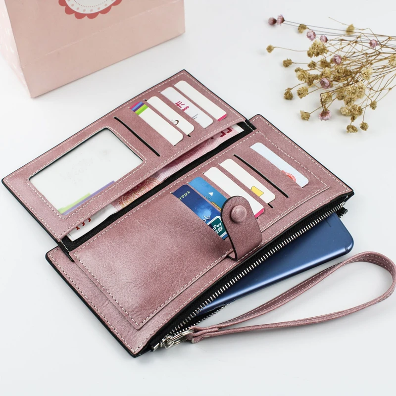 Portefeuilles à boucle fine pour femmes, porte-monnaie à fermeture éclair en PU, porte-cartes multifonction, pochette de téléphone, bracelet, sacs d'argent pour filles