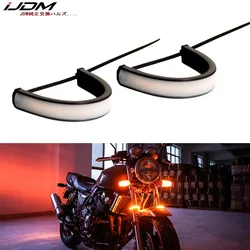 iJDM Universal Wrap Around Mount Amber Yellow LED Turn Signal Light Strips For Motorcycle Fork or ATV UTV Rollbar Turn Signal