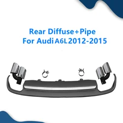 Rear Bumper Lip Diffuser With Exhaust Muffler Pipe Tip for Audi A6 C7 Sedan 2012 2013 2014 2015 Diffuse