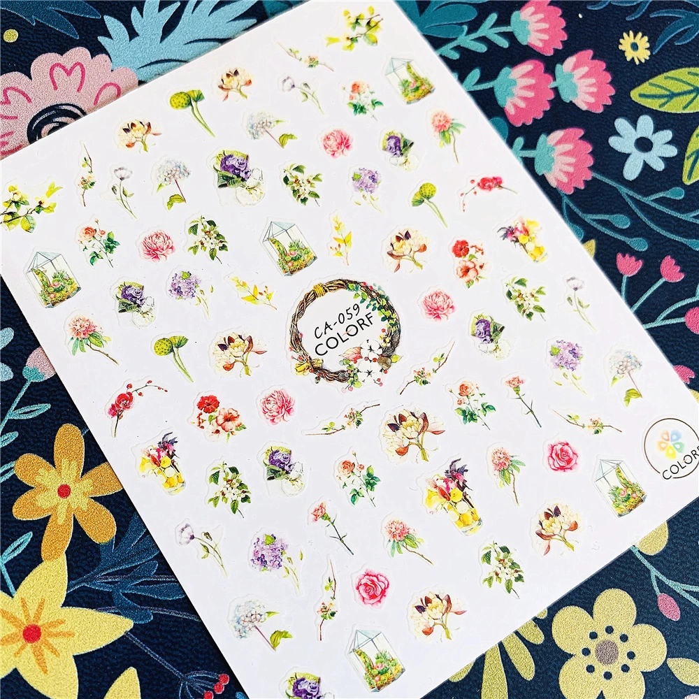 Newest CA sereis CA-58-59 flower 3d nail art sticker nail decal stamping export japan designs rhinestones  decorations