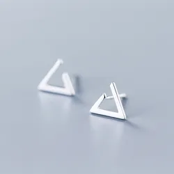 925 Sterling Silver Jewelry Triangle Stud Earrings For Women Girls Friend Kid Lady Wedding Jewelry Gift Dropsgipping EH86