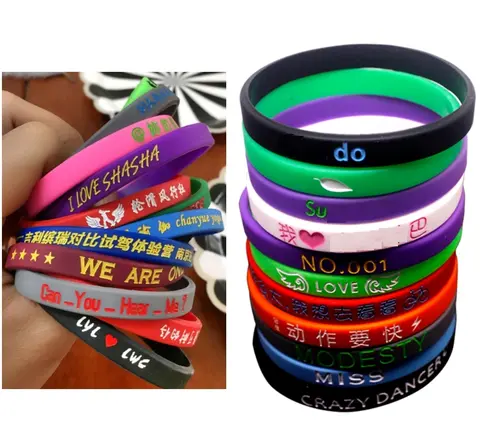 1pcs Custom Bracelet 8mm Width Tiny Silicone Wristband Customized Wrist Bands Universal For Events, Party, Weddings Etc.