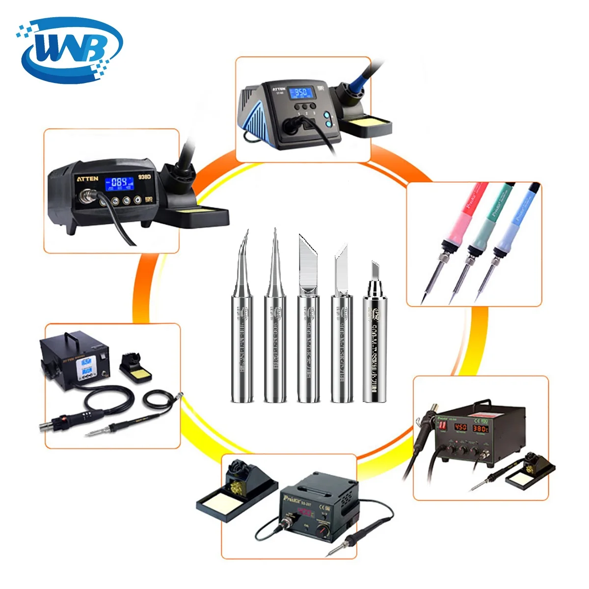 WNB 무연 구리 알루미늄 합금 납땜 인두 팁 일정한 온도 900M-T 내부 열 용접 팁 BGA 납땜 도구