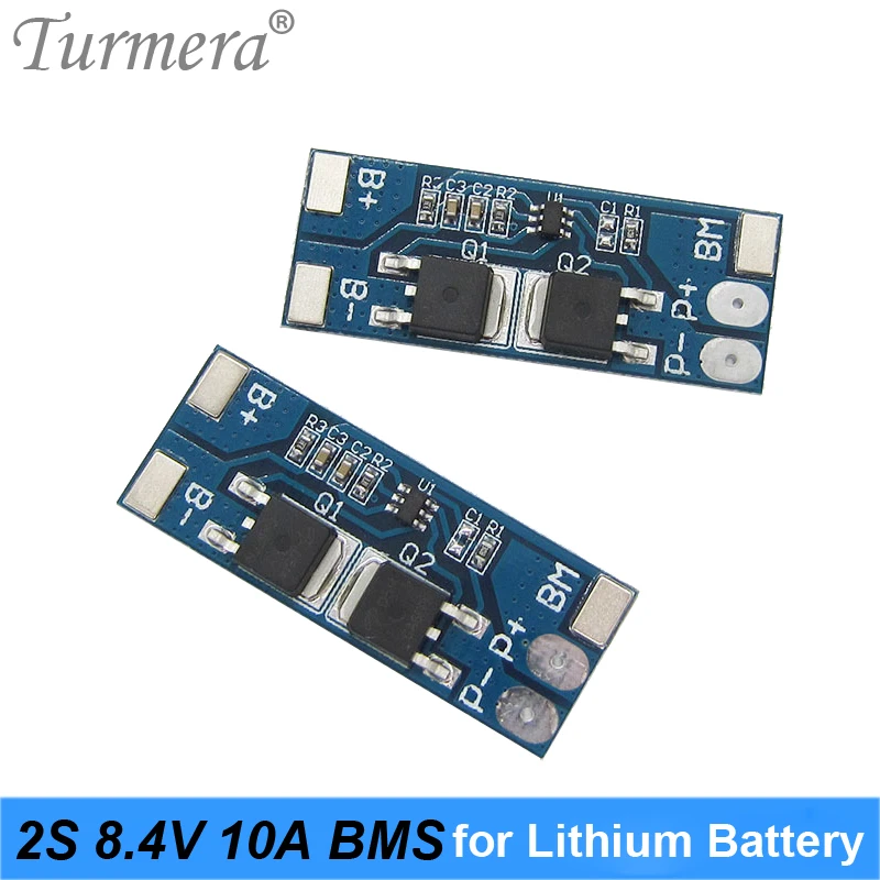 Turmera 2S 8.4V 10A BMS Lithium Battery Protection Board for 7.4V 8.4V Speaker Battery and Electric Bicycle Light Headlamp Use A