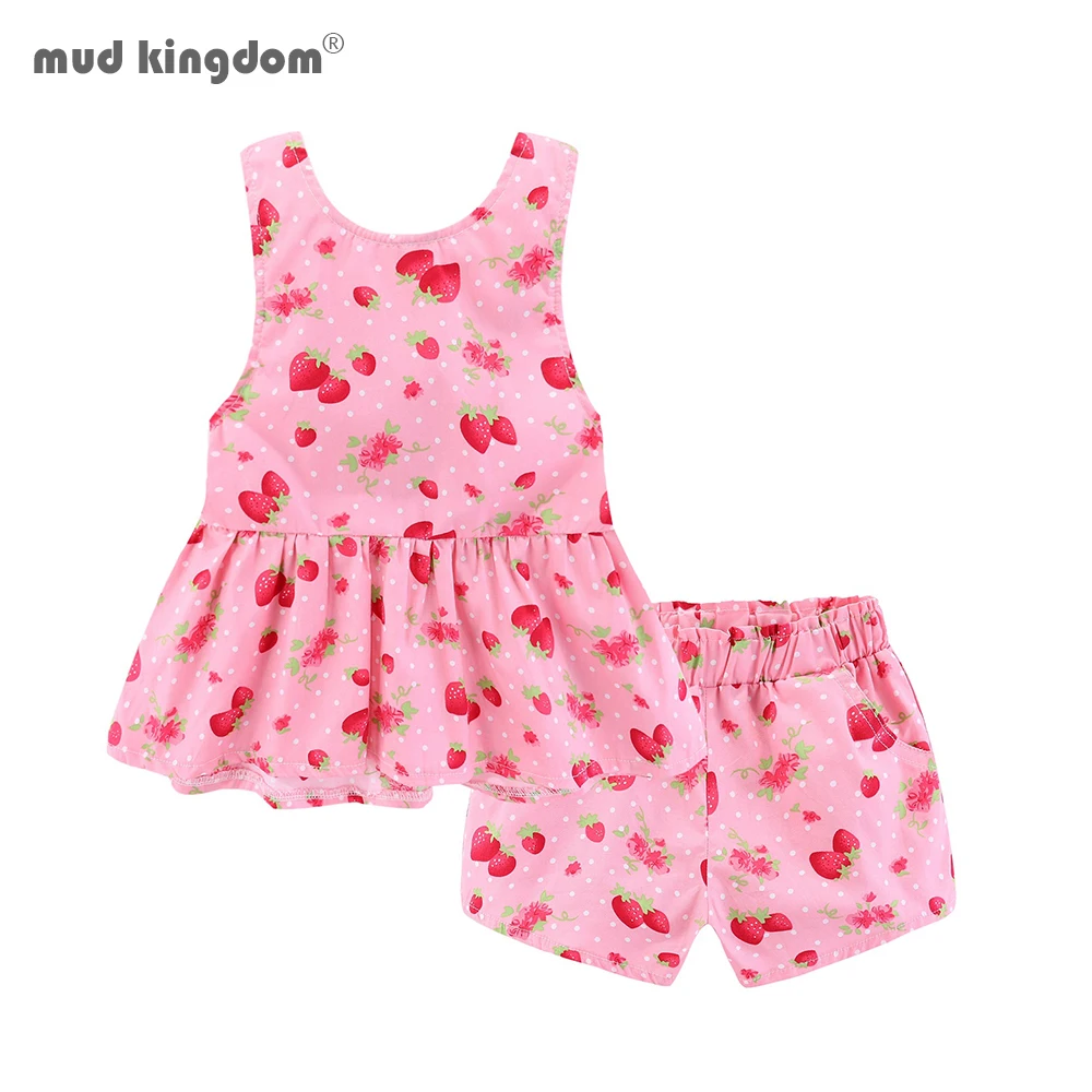 Mudkingdom Backless Fruit Girls Short Set Watermelon Pineapple Strawberry Fruity Girls Outfits Summer Clothes Suit Cute Novelty