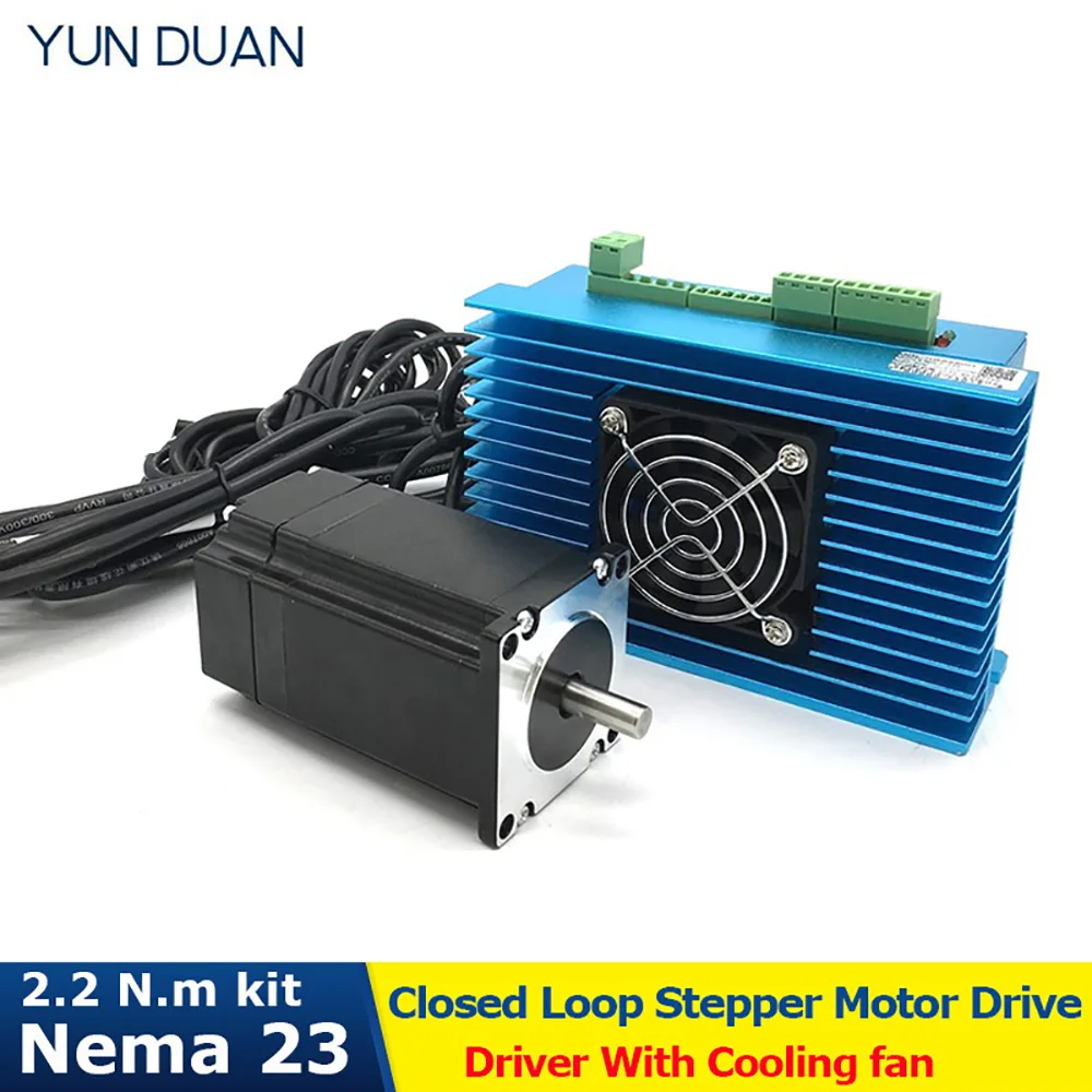 1.5NM 2.2 Nm 3Nm Closed-Loop Stepper Motor Nema23 57 Motor 2ph Stepper Motor Driver with Cooling Fan Nema 23 Stepper Motor