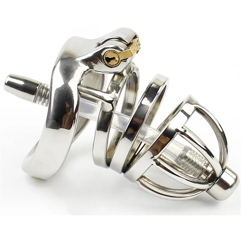 Stainless Steel Male Chastity Device With Catheter,Chastity Belt ,Penis Rings,Cock Cage,Penis Sleeve,BDSM Sex Toys For Men