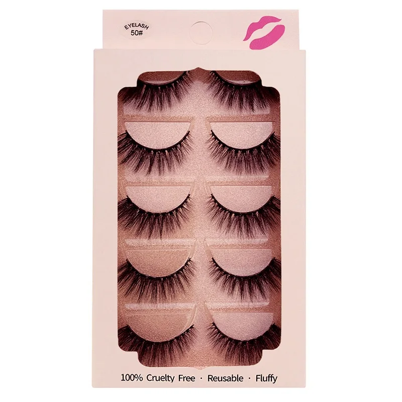 Handmade Reusable 3D Mink False Eyelashes 5 Pairs Set Soft Vivid Curly Thick Natural Fake Lashes Makeup For Eyes 20 Sets/Lot DHL