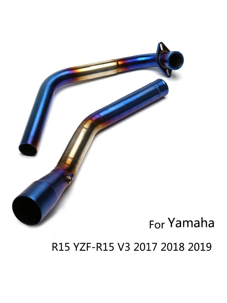 

For Yamaha R15 YZF-R15 V3 2017 2018 2019 Exhaust Pipe Motorcycle Header Mid Link Pipe Slip On 51mm Stainless Steel Blue