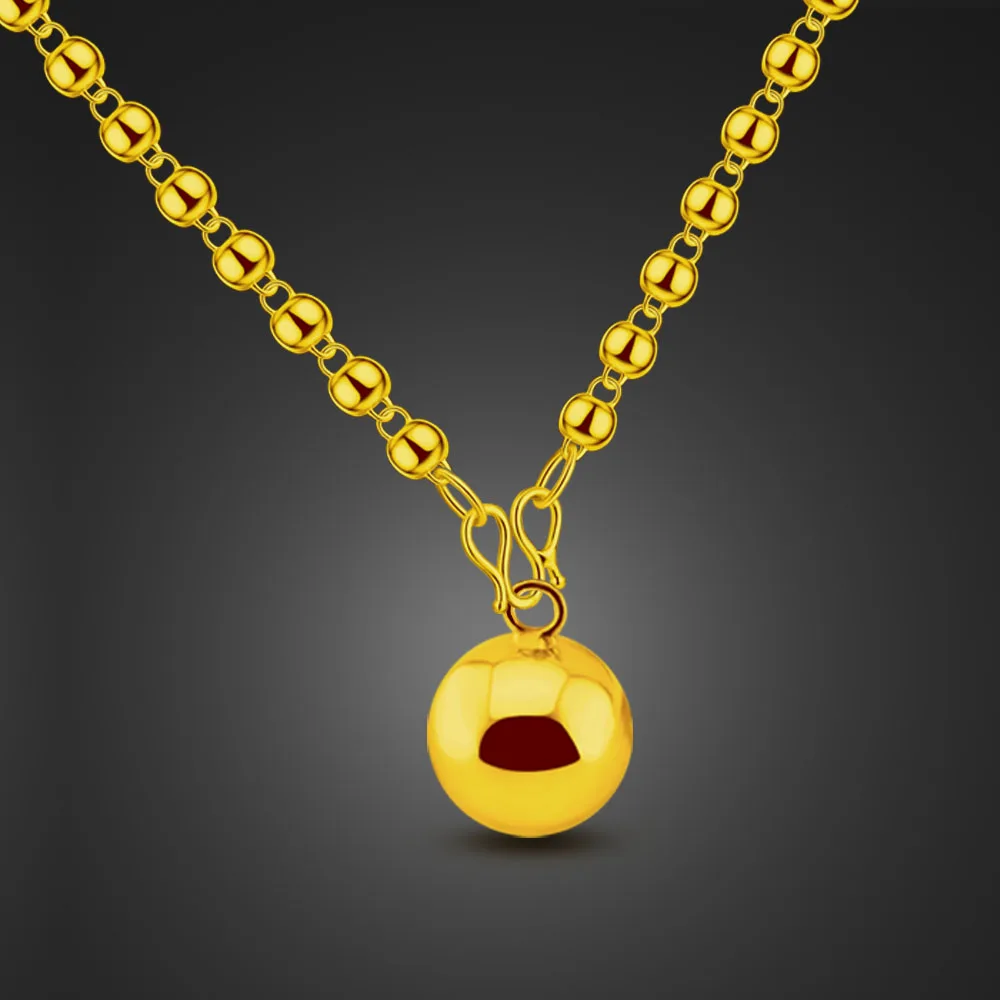 

Simple Gold Color Bell Pendant Necklace for Women Beaded Chain 18-36 inch Drop Necklaces For Women 925 Silver Jewelry