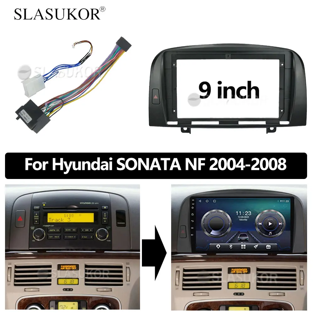 Car Stereo 9 Inch Screen Fascia Frame Adapter For Hyundai SONATA NF 2004 - 2008 Frame or cable Fitting Panel Frame Kit no 2 Din