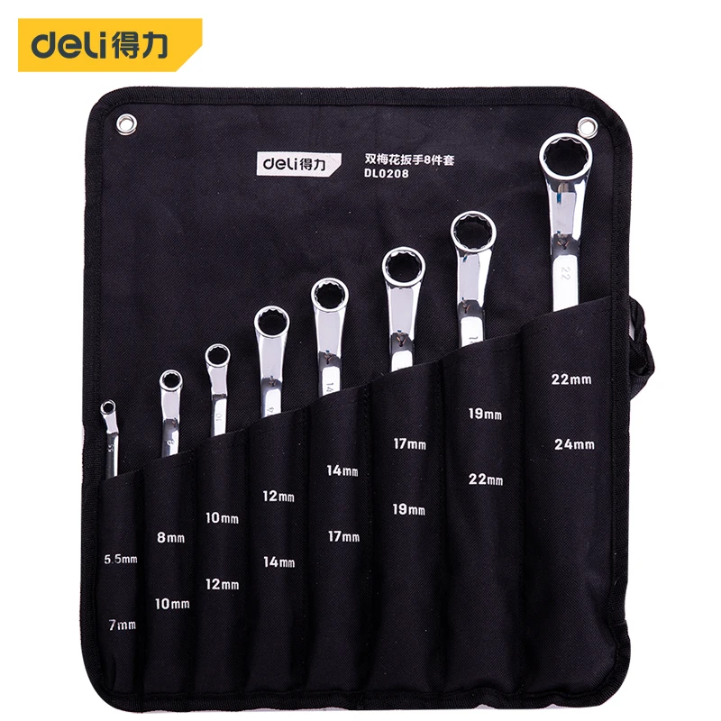 deli 5.5-24MM Combination Spanner Set Professional Torx Wrench Tool for Installation /Maintenance Double Ring Box End Spanner