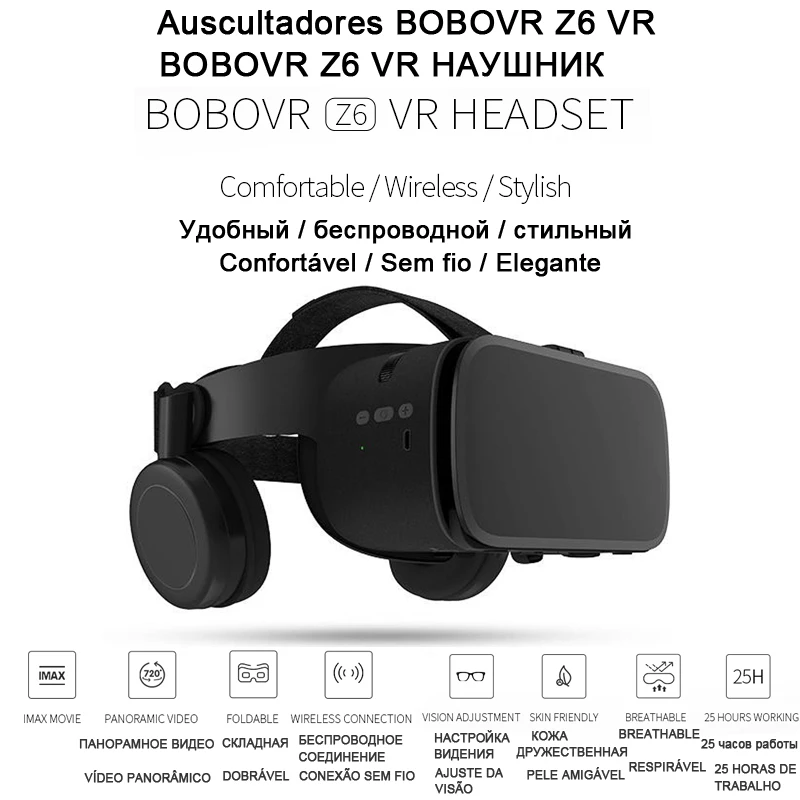 Bobo VR Bobovr Z6 3 D Casque Viar 3D Glasses Virtual Reality Headset Bluetooth Helmet Goggles Lenses Video for Phone Smartphone