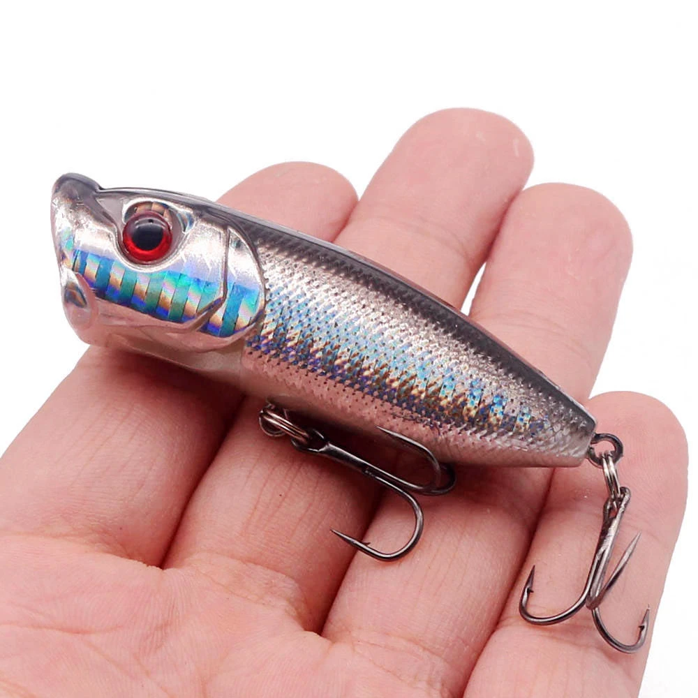 

1Pcs Laser Popper Fishing Lure 7cm 12g Quality Wobbler Pesca Hard Fakebait Lifelike Isca Artificial Swimbait Carp Pike Tackle