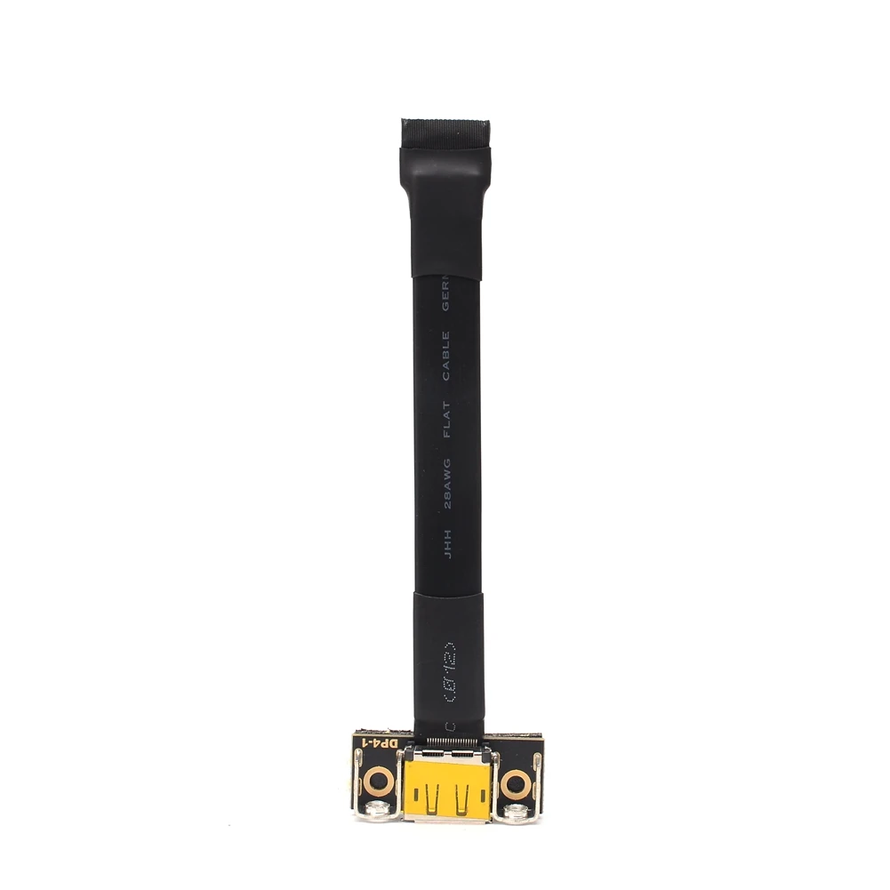 DisplayPort DP to DP Flat Cable Male-Female Extension Ribbon with 90 Degree Angle Connector EMI Shielding FPC Cable for DisplayP