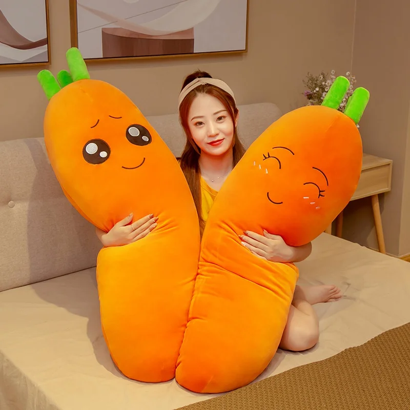 

60cm-120cm Funny Carrot Plush Toy Soft Stuffed Cartoon Vegetables Doll Sleep Pillow Cushion Kids Girls Birthday Christmas Gifts