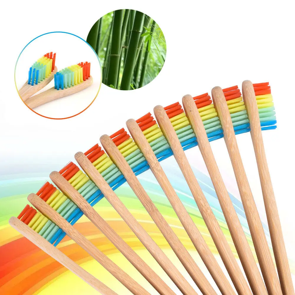 Wooden Toothbrush Bamboo Toothbrush Oral Care Whitening Teeth Soft Head Rainbow Colors Black Eco-Friendly Adult Child Toothbrush