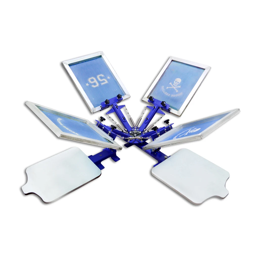 4 Kleur 2 Station Zeefdruk Machine Drukt Apparatuur Screen Kit Printer