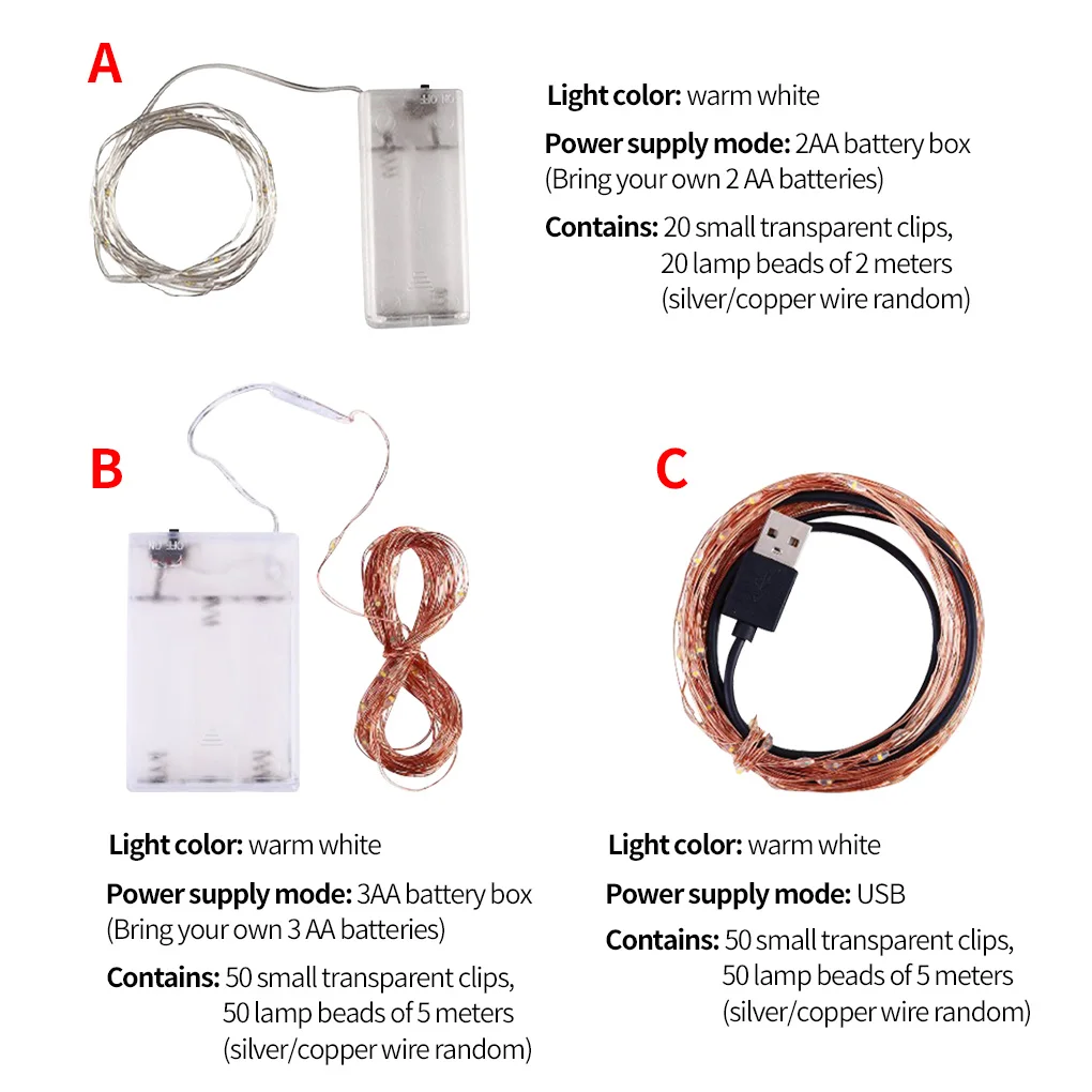 Led Foto Clip Lamp Helder String Licht Opknoping Plastic Decoratief Licht Mini String Licht, 2M 20 Clips