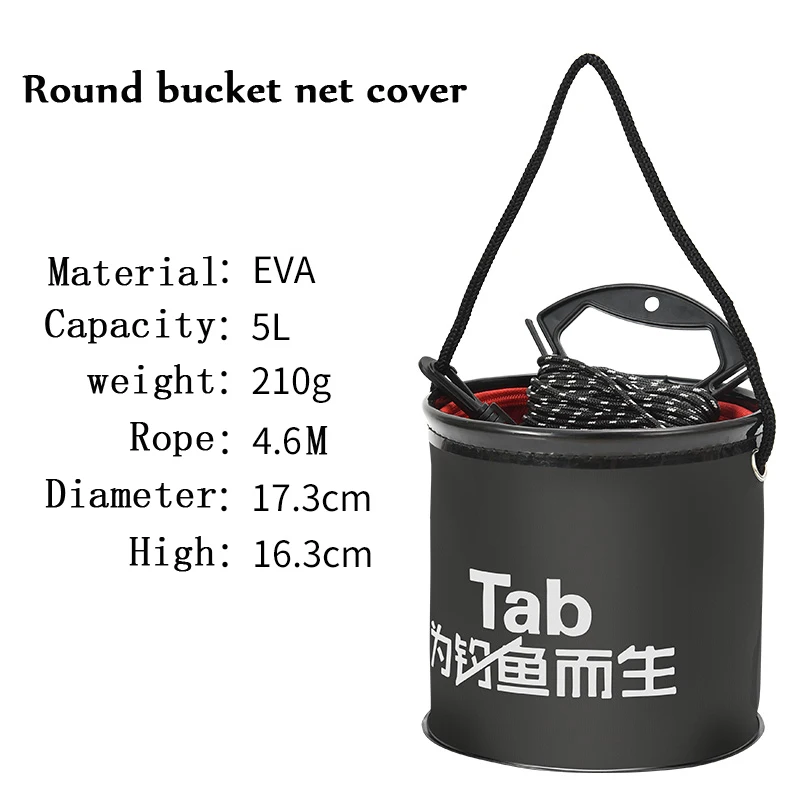 Thicken EVA Outdoor Folding 5L Fishing Bucket Live Fish Box Car Wash Bathroom Kitchen Bucket Fishing Bait Buckets Tackle Tools