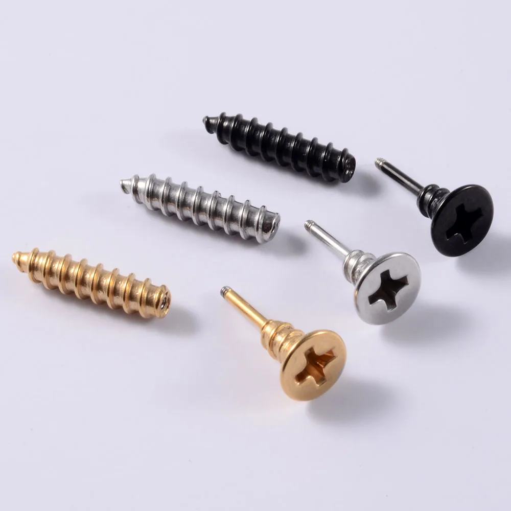 1PC Punk Men&Women Stud Piercing Anti Allergic Steel Fashion Whole Screw Ear Cartilage Tragus Helix Stud Earrings Funny jewelry