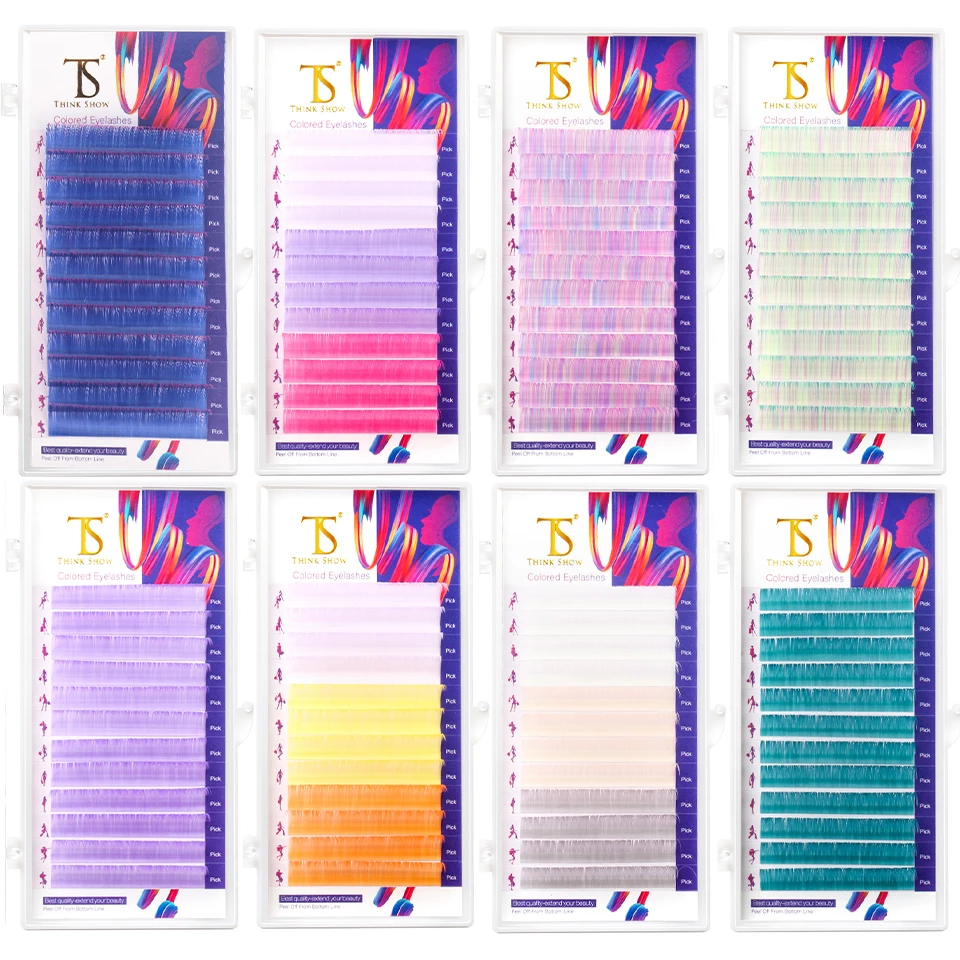 Color Eyelashes Pink/Blue/Purple/Green Individual Eyelash Extension All Size 0.07mm C/D Curl False Color Eye Lashes Makeup Tools