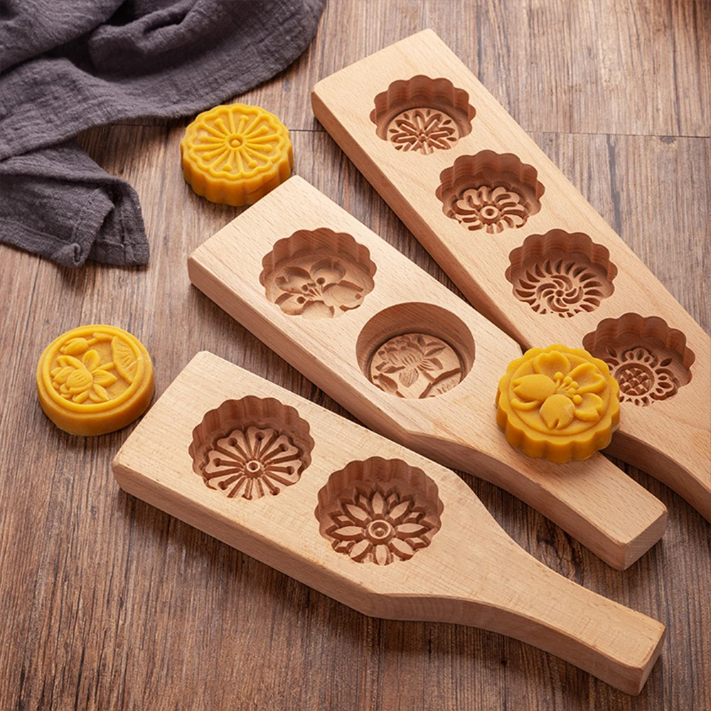 Wooden Cookie Mold Printing Models Biscuit Baking Mold Embossing Moon Cake Small Pastry Molds Baking Supplies Cake Designs Decor